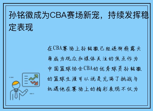 孙铭徽成为CBA赛场新宠，持续发挥稳定表现